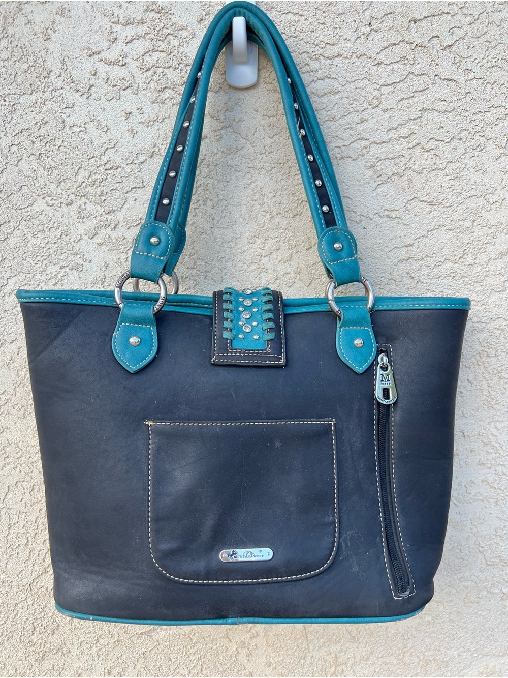 Montana West Turquoise & Black Western Embroidered Shoulder Bag Conceal Carry - Picture 2 of 11